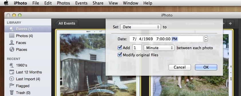 batch change date and time window in iPhoto