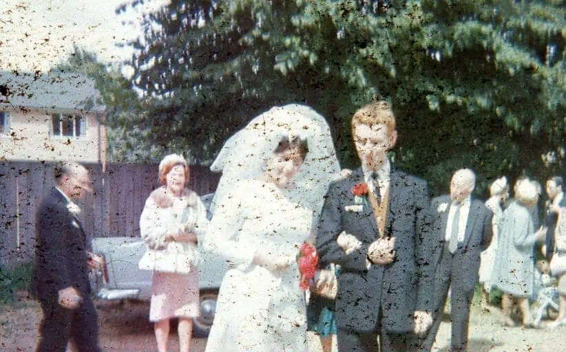 wedding photo (slide) covered with mold